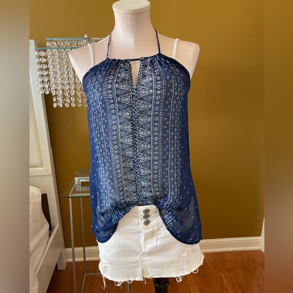 Venus Sheer Blue Hi-lo Top